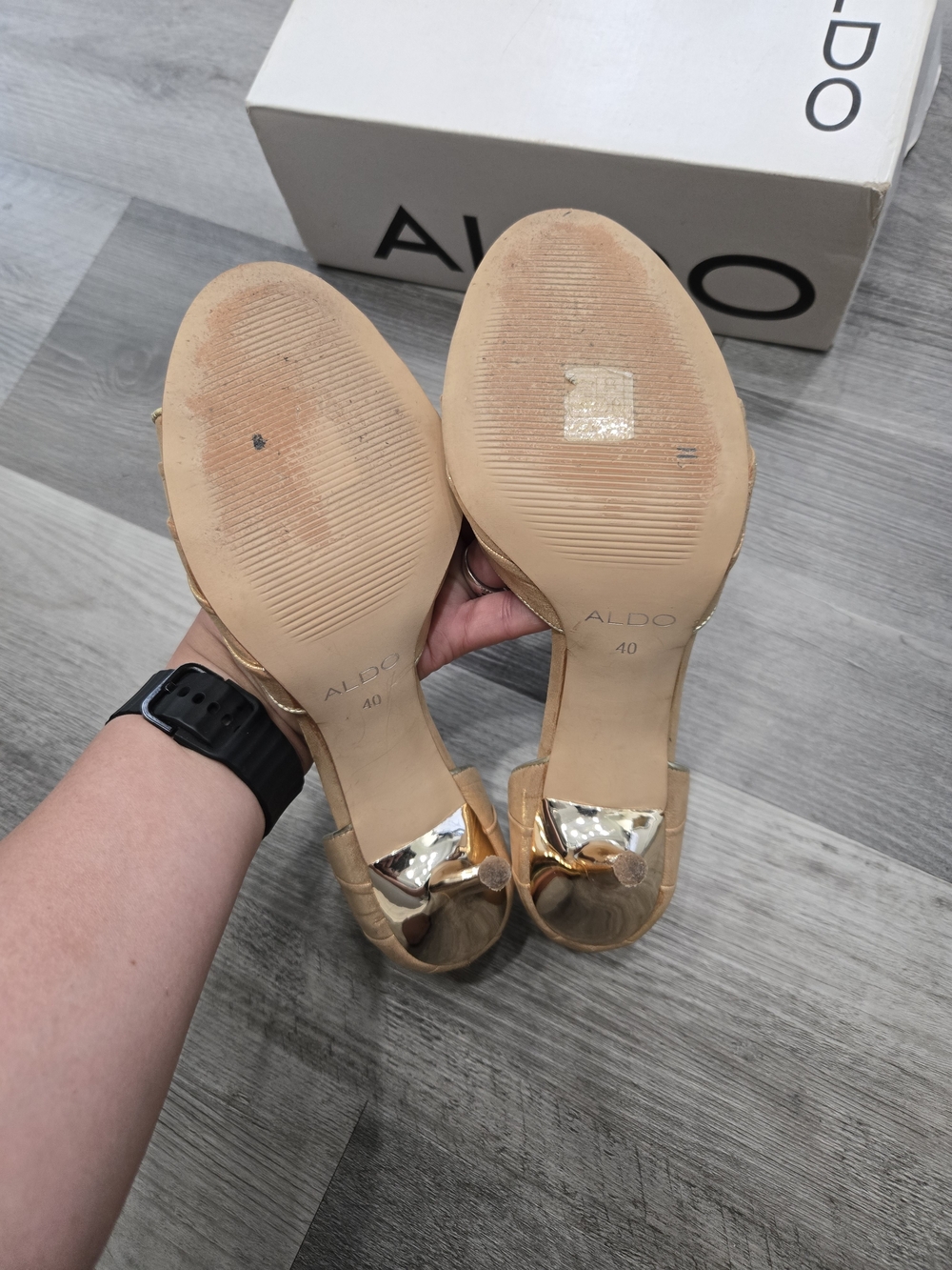 ALDO Women's Gold Open-Toe D'Orsay High Heels Size 40 - Picture 8 of 8